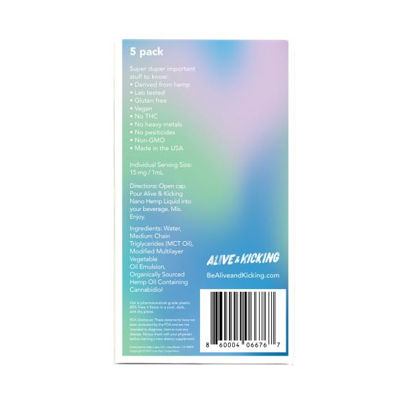 Nano Hemp Drink Mix Back Label